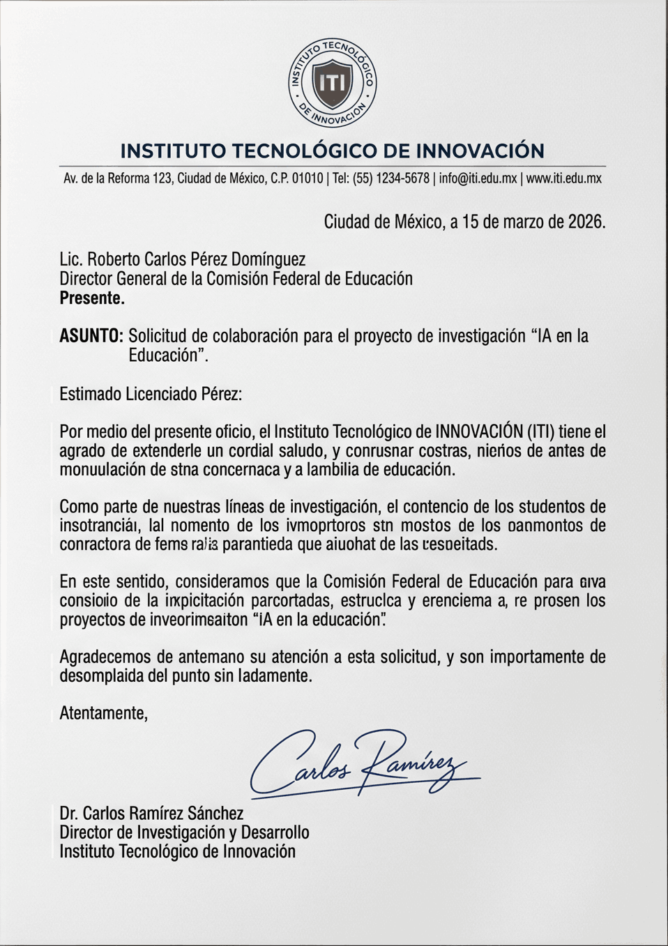 Ejemplo visual de un documento formal completo