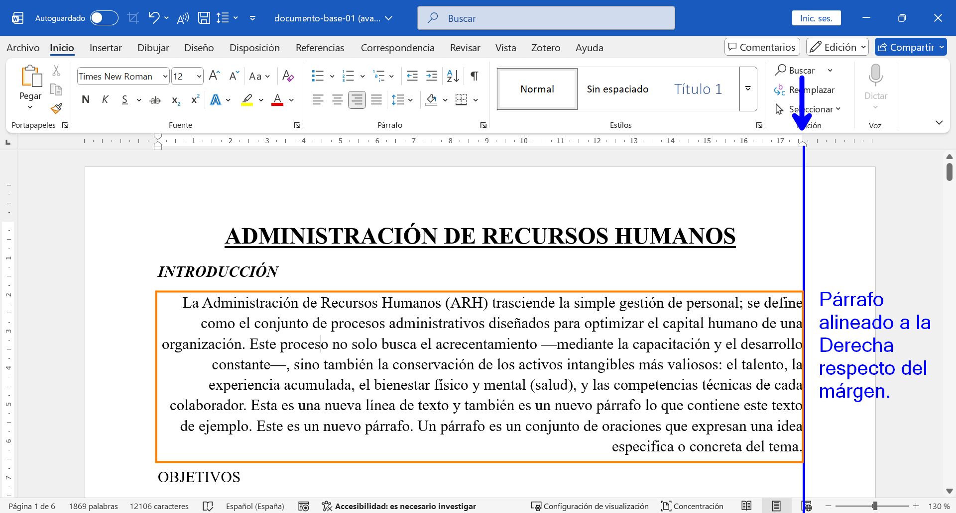 Alinear a la derecha