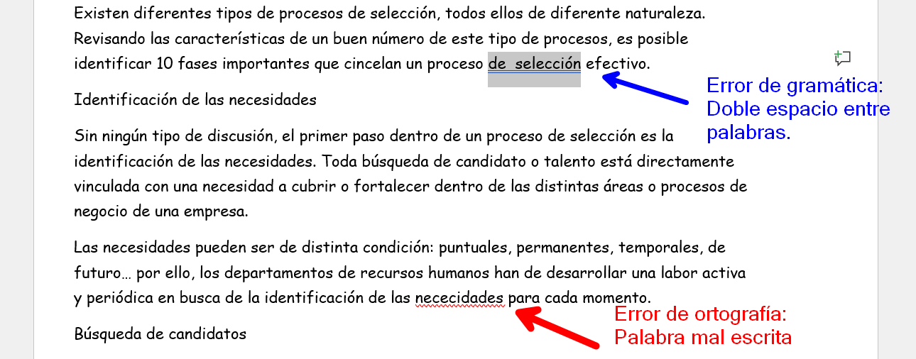 Tipos de error en la revisión