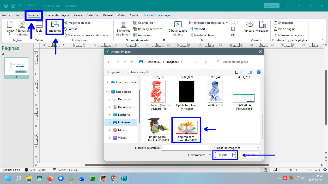 Menú insertar imagen