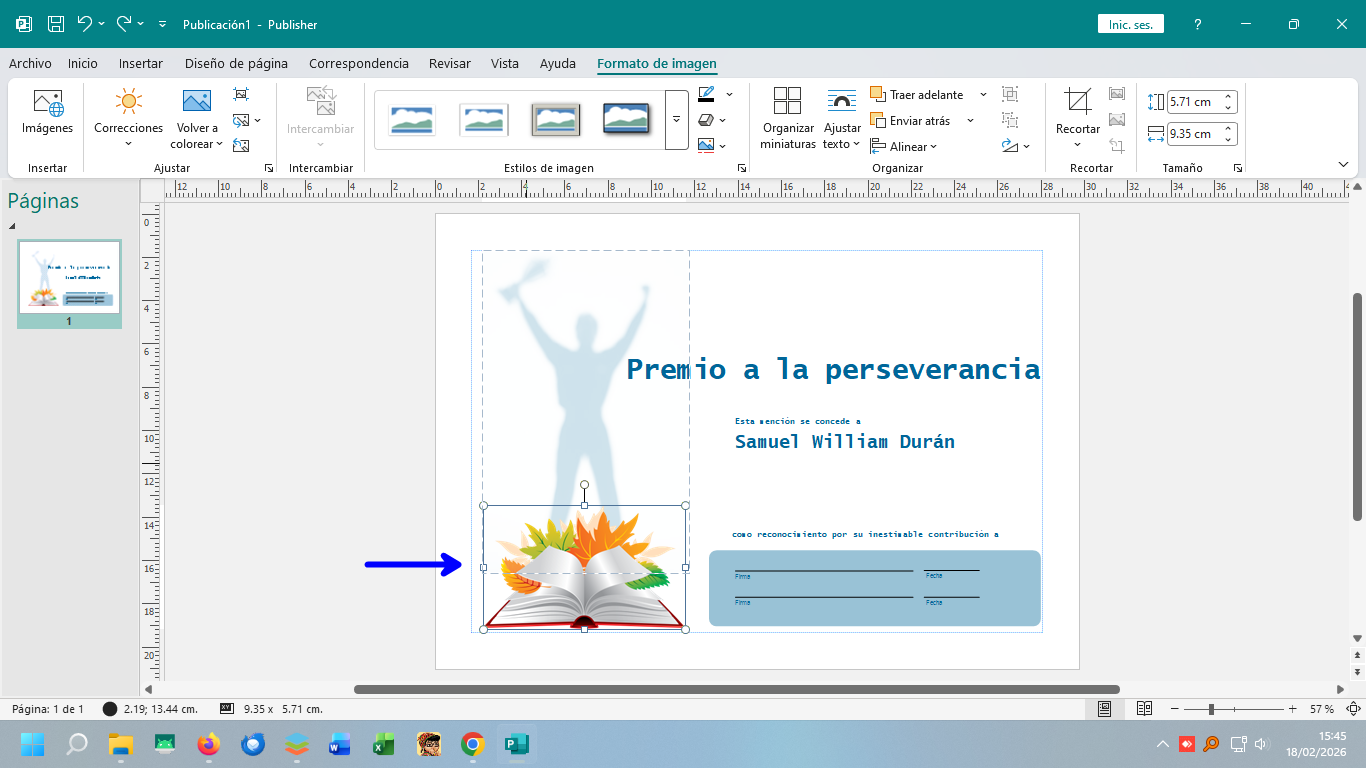 Imagen insertada en el diploma