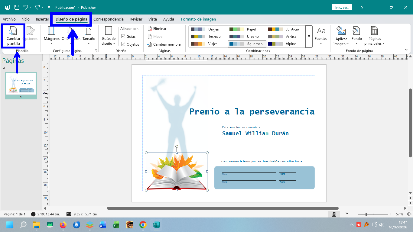 Opción cambiar plantilla