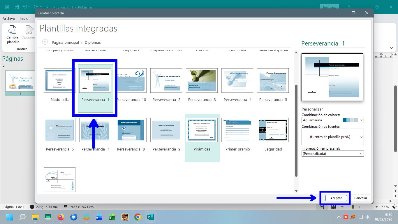 Seleccionando nueva plantilla
