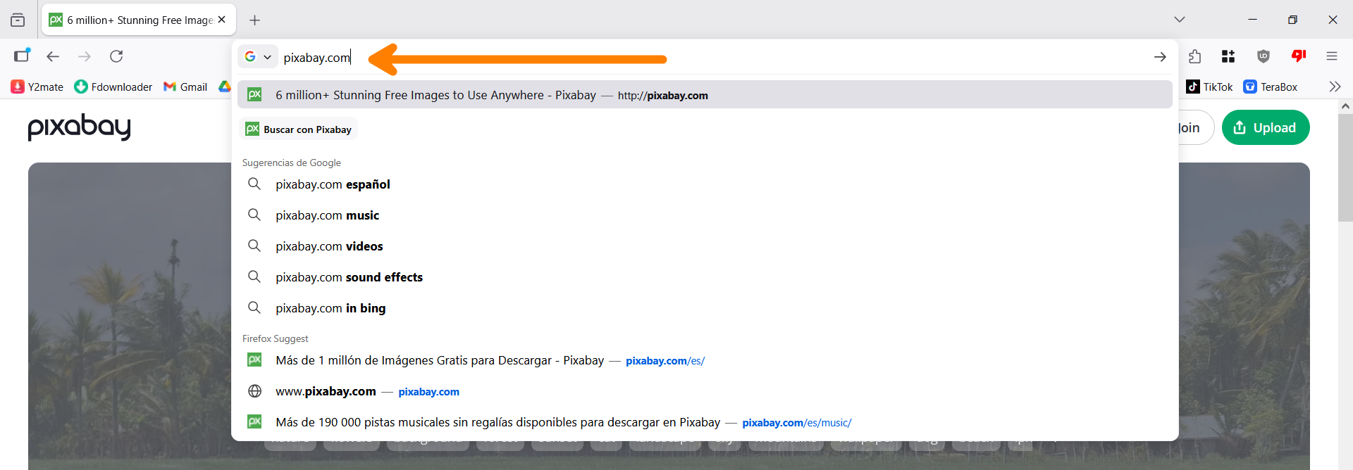 Acceder al sitio web de Pixabay
